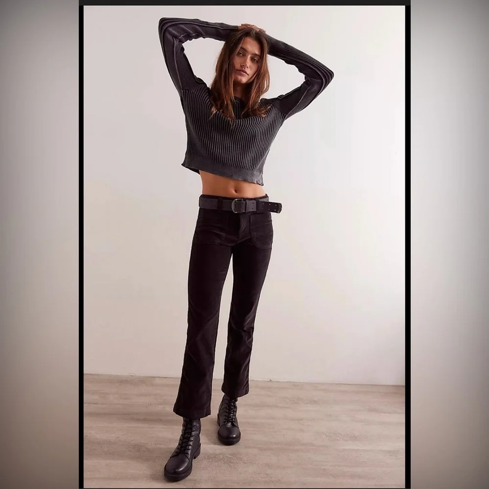 Free People High Time Velvet Kick Flare Pants NWOT